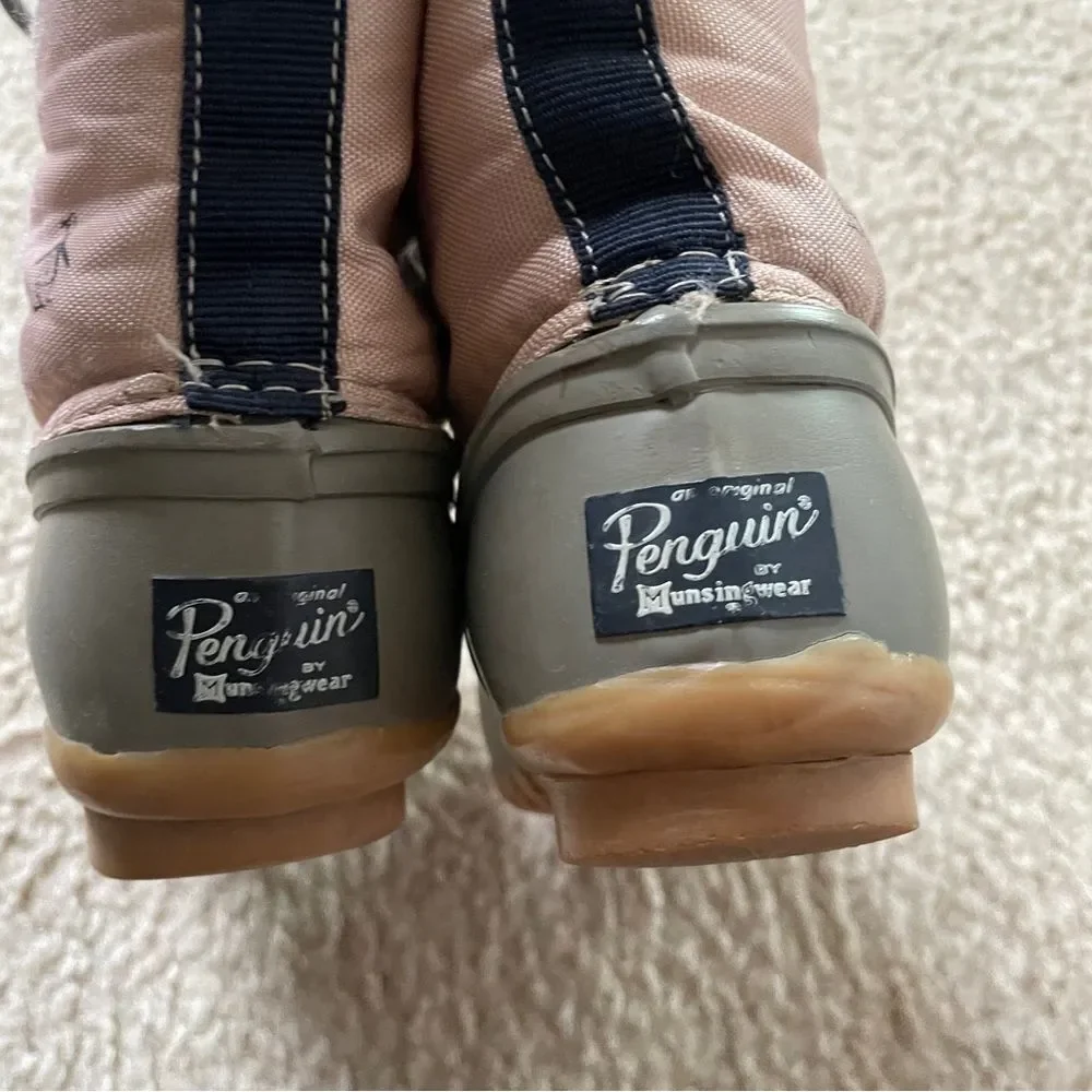 Original Penguin Girls Pink and Gray Duck Boots Size 13 Toddler Winter Rain